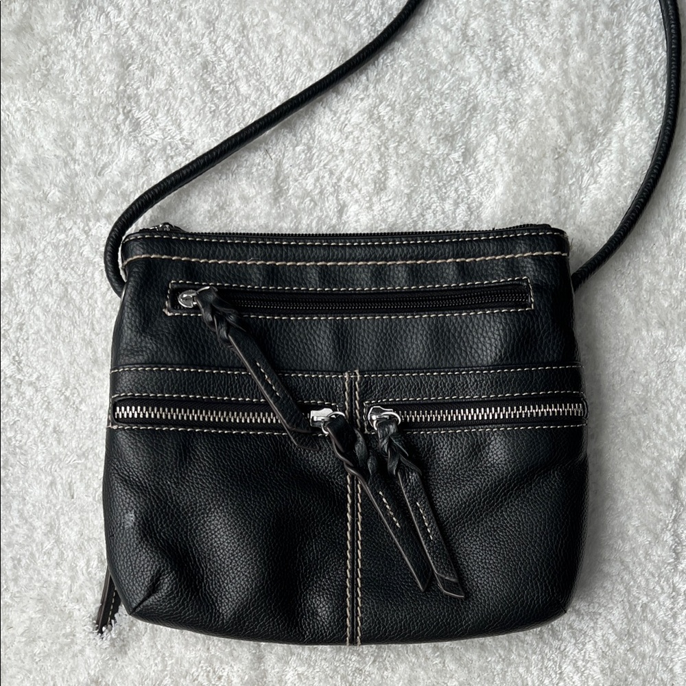 Tignanello Black Leather Crossbody Bag